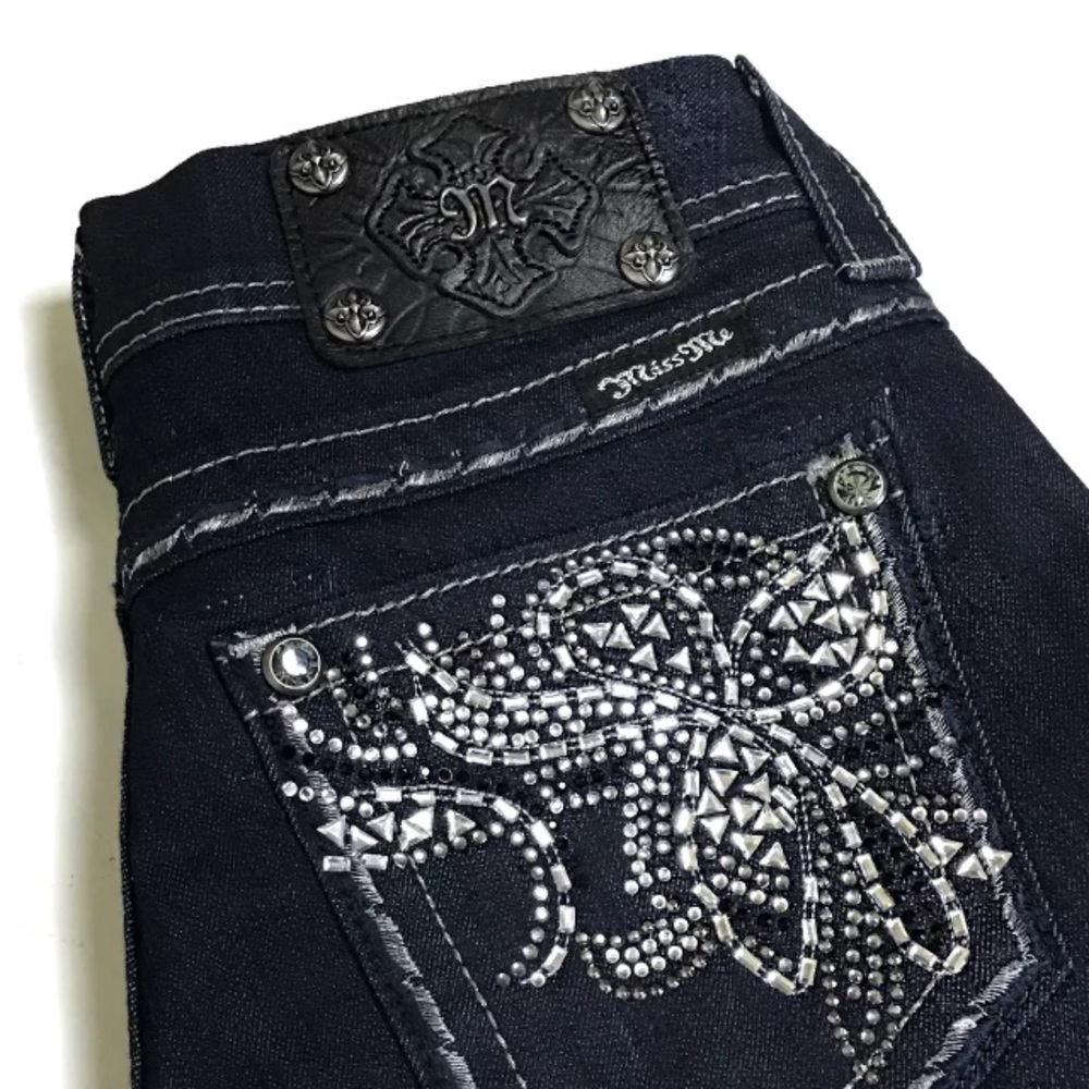 MISS ME JE5730BL BootCut Rhinestone Pocket Jeans S